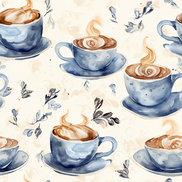 there are many cups of coffee on a saucer and saucer generative ai