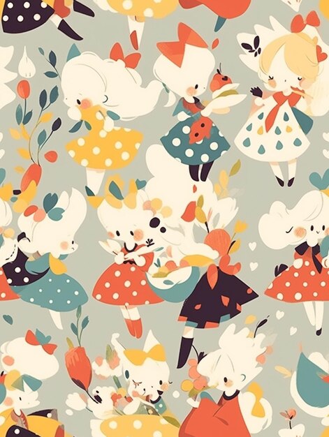 There are many different animals and birds in this pattern generative ai