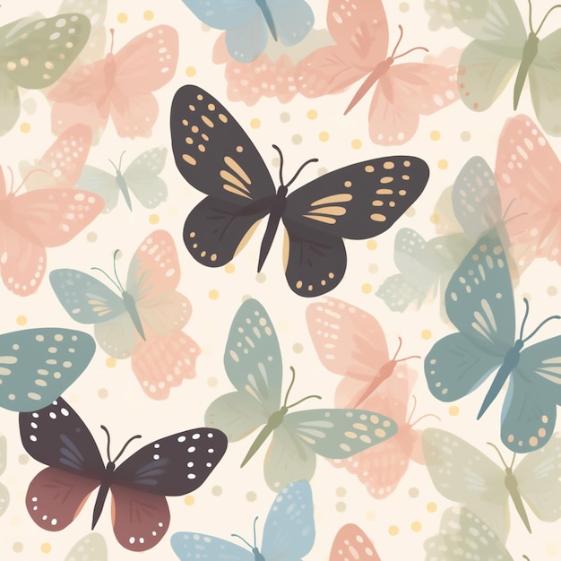 there are many different colored butterflies on a white background generative ai