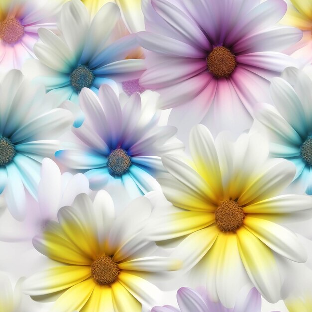 There are many different colored flowers that are arranged together generative ai