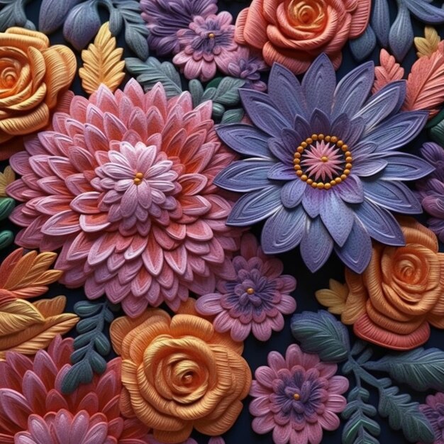 there are many different colored flowers that are on a table generative ai