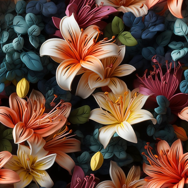 There are many different colored flowers that are on the table generative ai