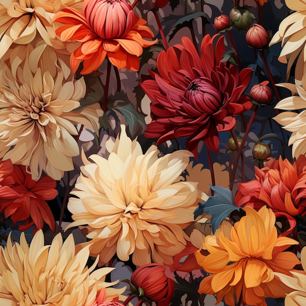 There are many different colored flowers that are in a vase generative ai