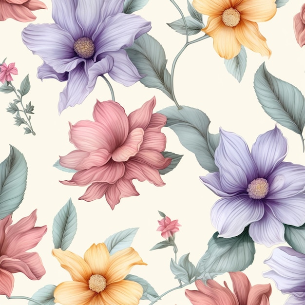 there are many different colored flowers on a white background generative ai