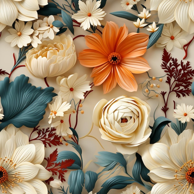 there are many different colored flowers on a white surface generative ai