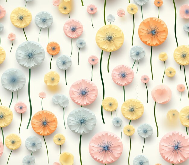 there are many different colored flowers on a white surface generative ai