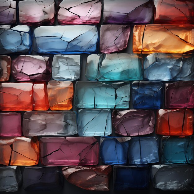 There are many different colored glass blocks stacked together generative ai