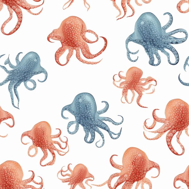 there are many different colored octopuses on a white background generative ai