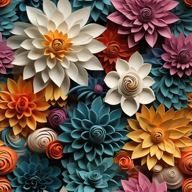 there are many different colored paper flowers arranged together generative ai