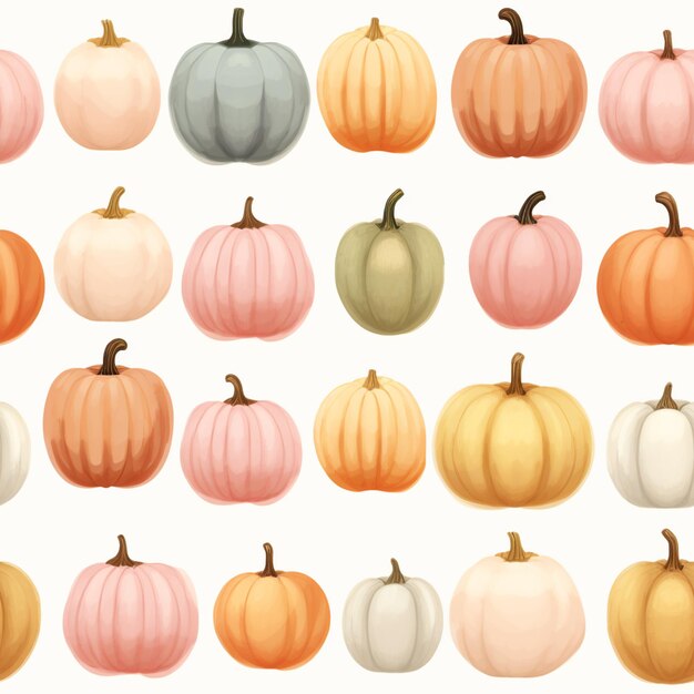 there are many different colored pumpkins on a white background generative ai
