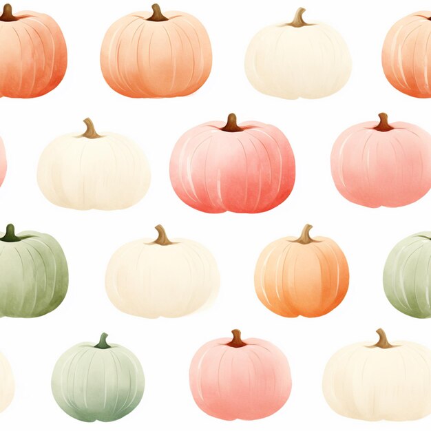 Photo there are many different colored pumpkins on a white background generative ai