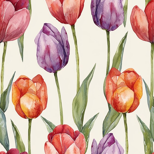 Photo there are many different colored tulips on a white background generative ai