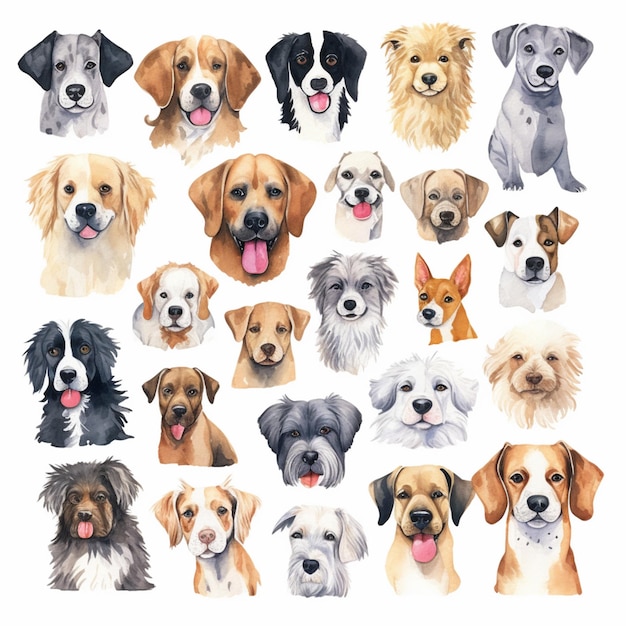 there are many different dogs that are grouped together in this picture generative ai