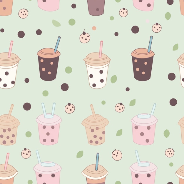 there are many different drinks and cookies on this green background generative ai