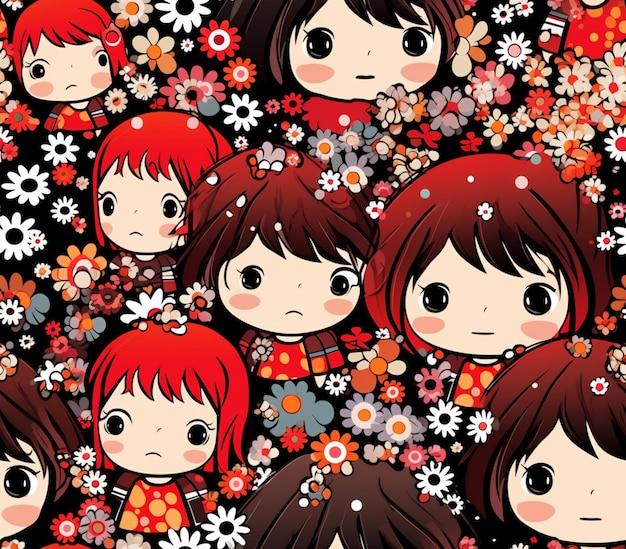 there are many different faces of a girl with red hair generative ai