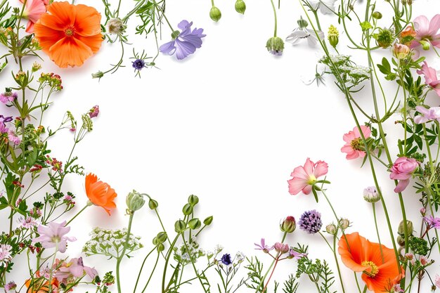 there are many different flowers arranged in a circle on a white surface generative ai