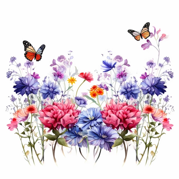 色んな花や蝶が 描かれています