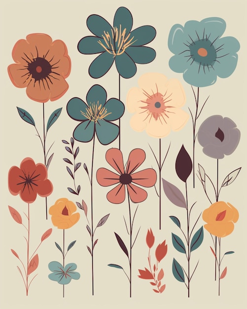 there are many different flowers that are in the picture generative ai