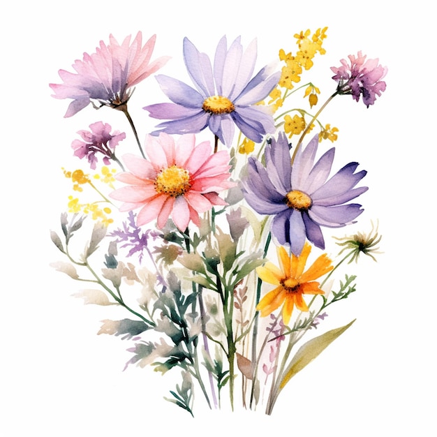 there are many different flowers that are in this picture generative ai