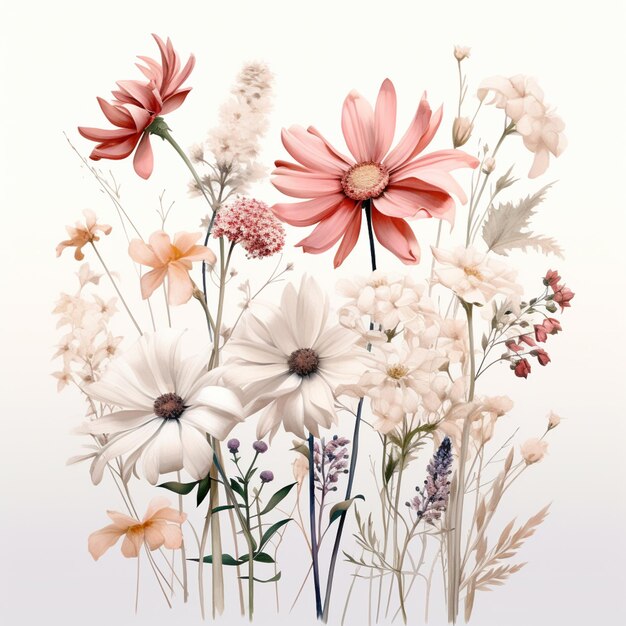 there are many different flowers that are in a vase generative ai