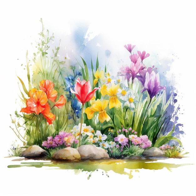there are many different flowers that are in the watercolor generative ai