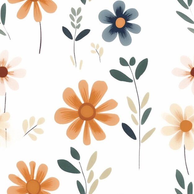 there are many different flowers on a white background generative ai