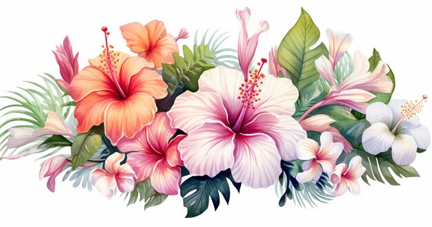there are many different flowers on the white background generative ai