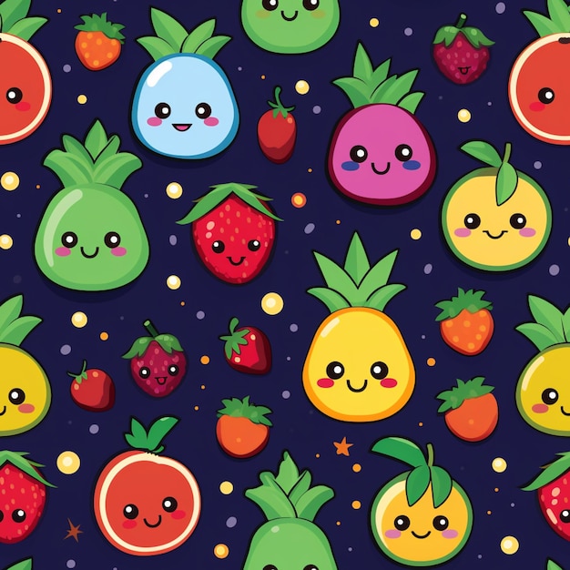 there are many different fruits that are grouped together on a dark background generative ai