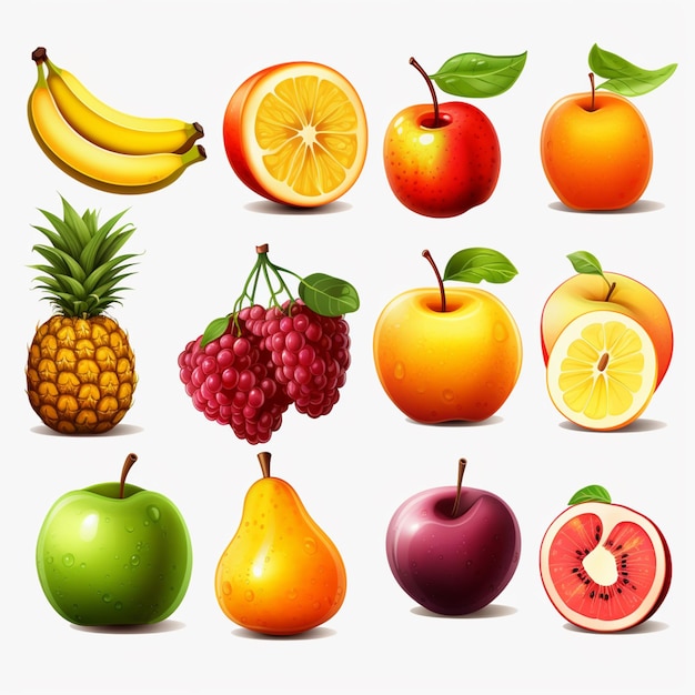 there are many different fruits and vegetables that are grouped together generative ai