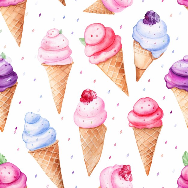 There are many different ice creams in the cones generative ai