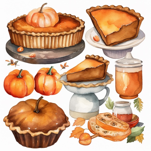 Photo there are many different kinds of pies and pies on the table generative ai