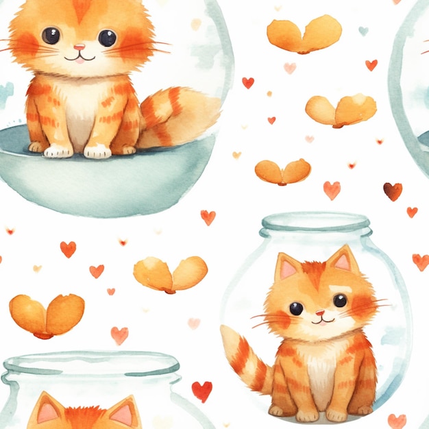 there are many different pictures of a cat in a fish bowl generative ai