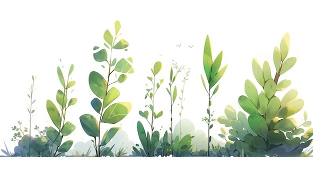 잔디 생성 AI에는 다양한 식물이 자라고 있습니다.