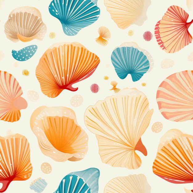 there are many different shells on the white background generative ai