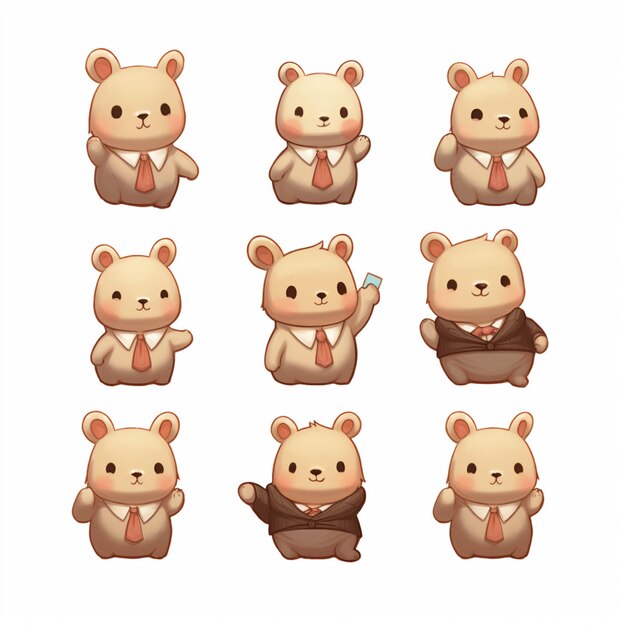 There are many different teddy bears with different expressions on them generative ai
