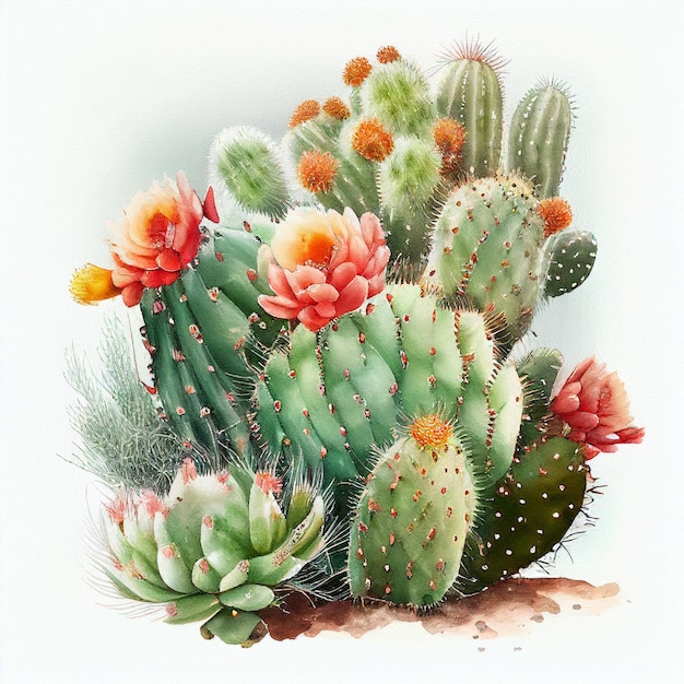 there are many different types of cactus plants in this picture generative ai