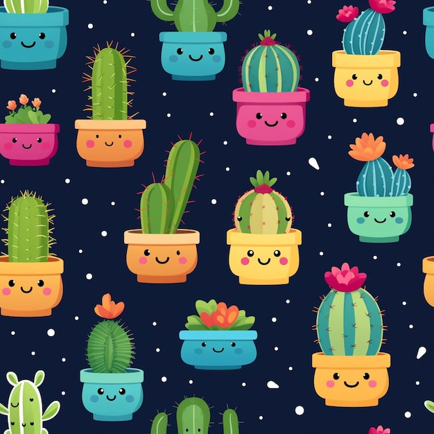 Photo there are many different types of cactus plants with faces on them generative ai