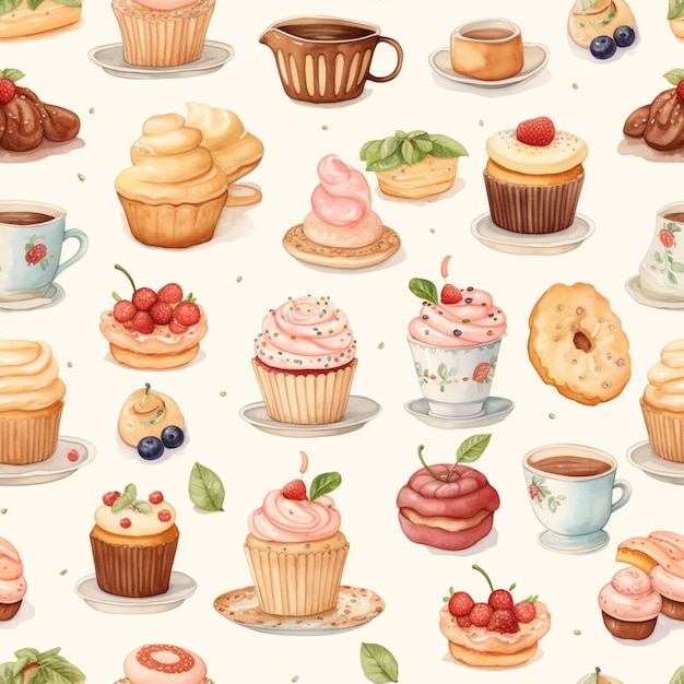 there are many different types of cupcakes and pastries on the table generative ai
