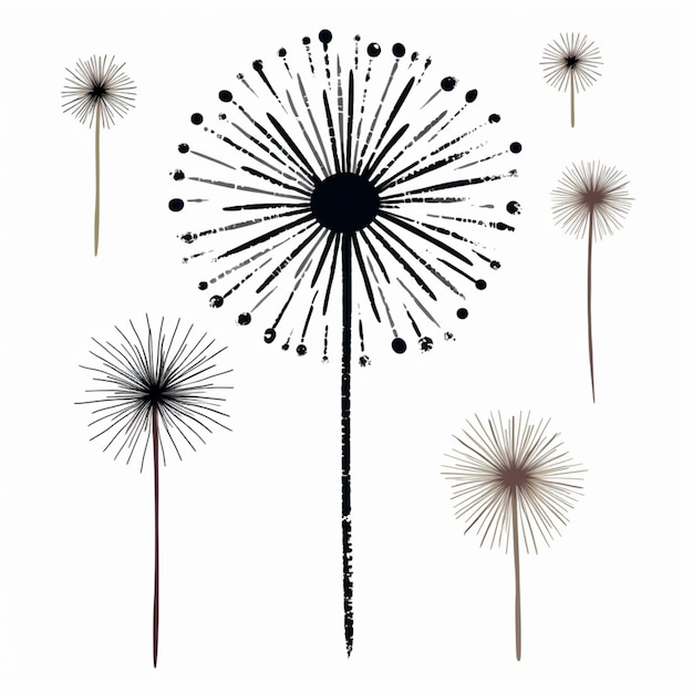 there are many different types of dandelions on a white background generative ai