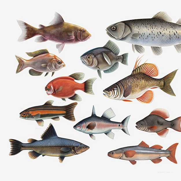 There are many different types of fish that are on this page generative ai