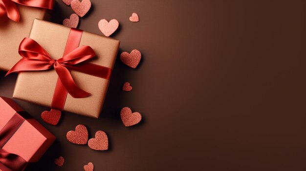 there are many different types of gifts on a table with hearts generative ai