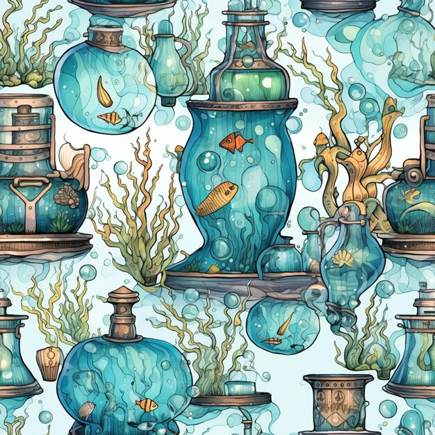 Есть много различных типов стеклянных ваз и рыбы в них генеративный ай