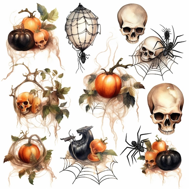 there are many different types of halloween decorations on this page generative ai