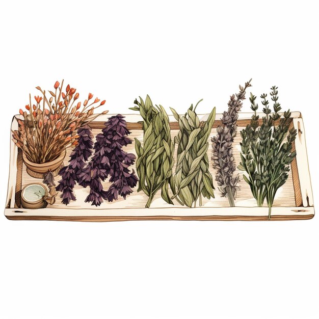 Photo there are many different types of herbs on a tray generative ai