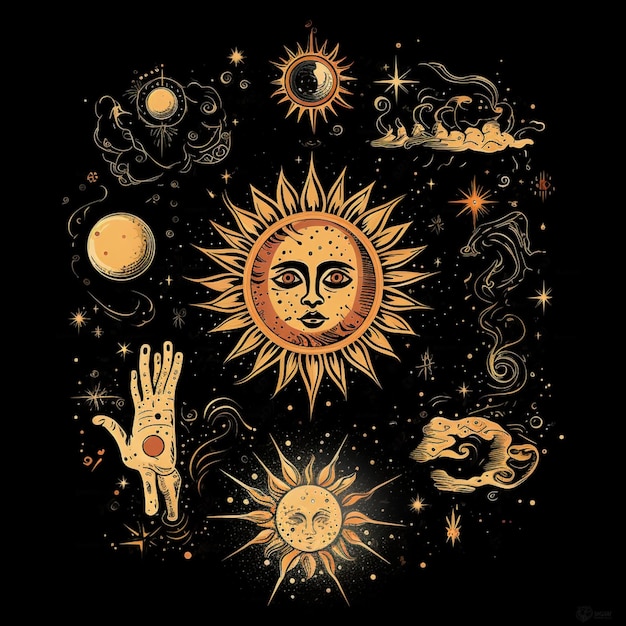 写真 太陽と月には様々な種類があります この画像では 太陽と月の種類が様々です