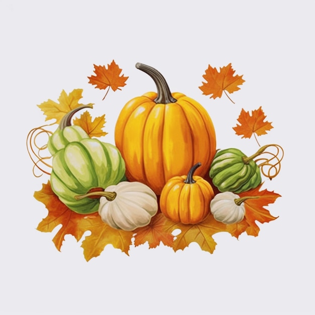 there are many different types of pumpkins and gourds on the ground generative ai