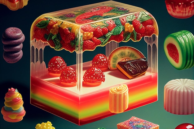 There are many different types of sweets in this picture generative ai