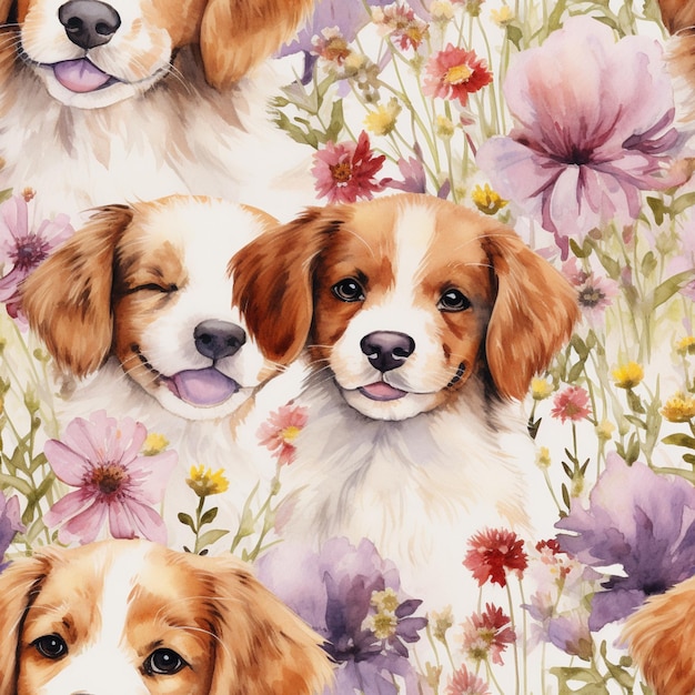 there are many dogs that are all together in this picture generative ai