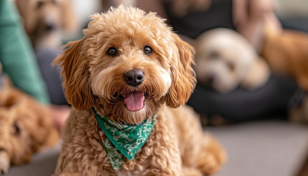 there are many dogs that are sitting together on the floor generative ai