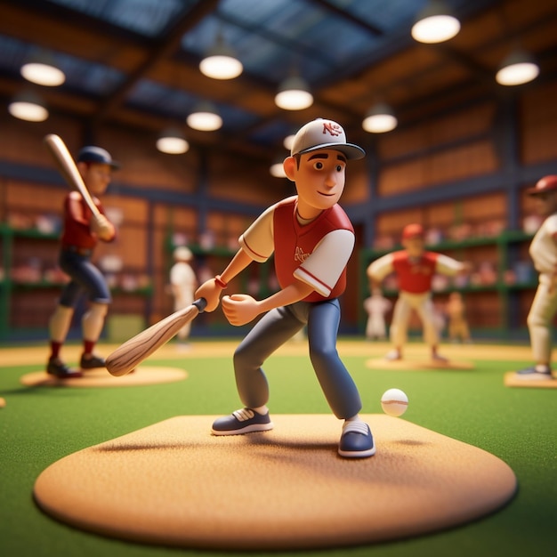 Photo there are many figurines of baseball players on the field generative ai